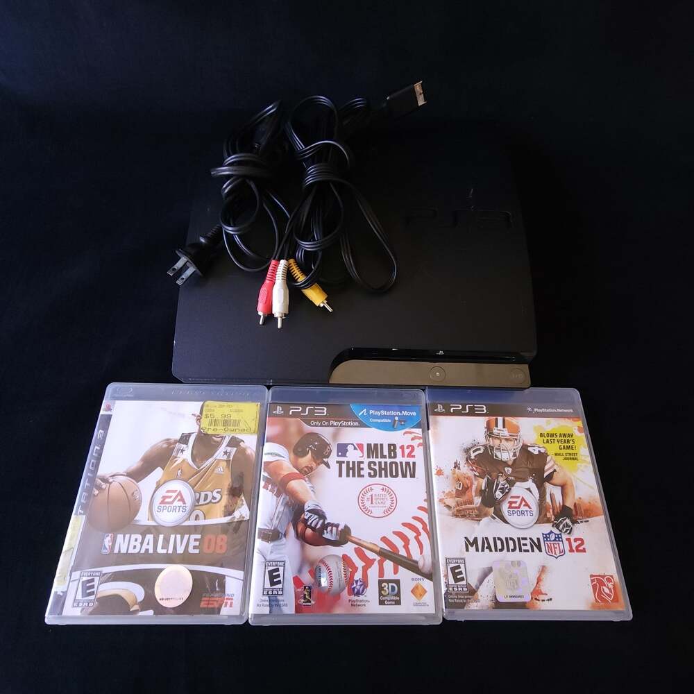 Sony PlayStation 3 PS3 Slim Console Charcoal Black CECH-2001B System w/ Games